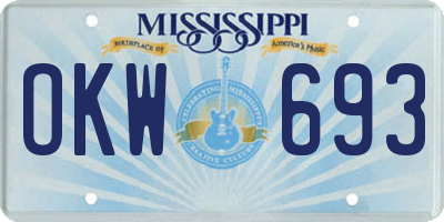MS license plate OKW693