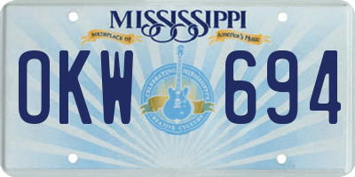 MS license plate OKW694