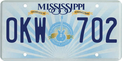MS license plate OKW702