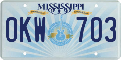 MS license plate OKW703