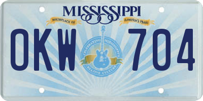 MS license plate OKW704