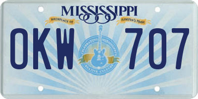 MS license plate OKW707