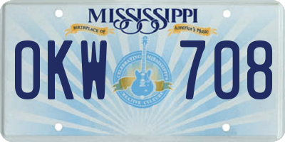 MS license plate OKW708