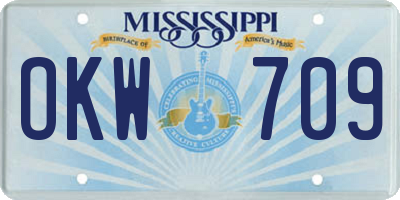 MS license plate OKW709