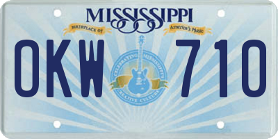 MS license plate OKW710