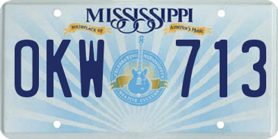 MS license plate OKW713
