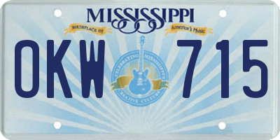 MS license plate OKW715