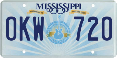 MS license plate OKW720
