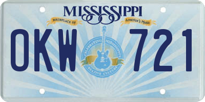MS license plate OKW721