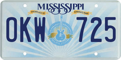 MS license plate OKW725