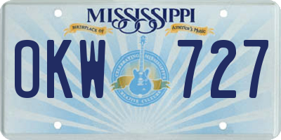 MS license plate OKW727