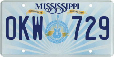MS license plate OKW729