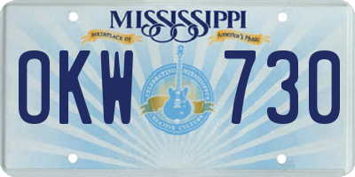 MS license plate OKW730