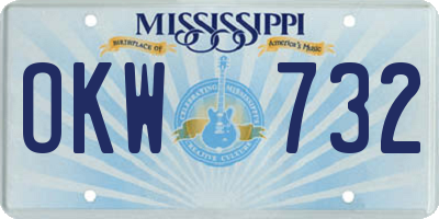 MS license plate OKW732