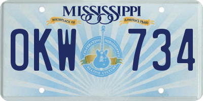 MS license plate OKW734