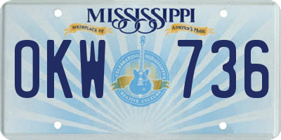 MS license plate OKW736