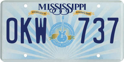 MS license plate OKW737