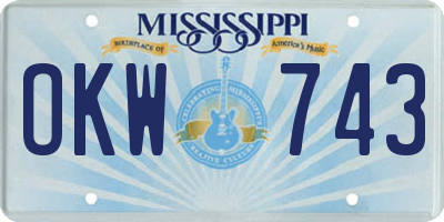 MS license plate OKW743