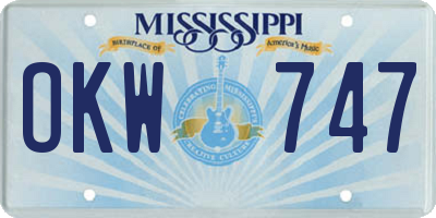 MS license plate OKW747