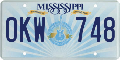 MS license plate OKW748
