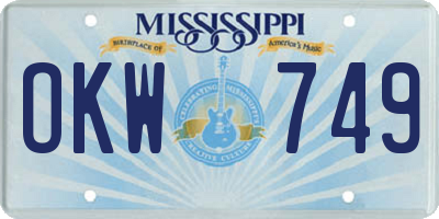 MS license plate OKW749