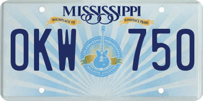 MS license plate OKW750