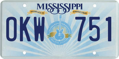 MS license plate OKW751