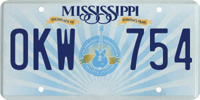 MS license plate OKW754