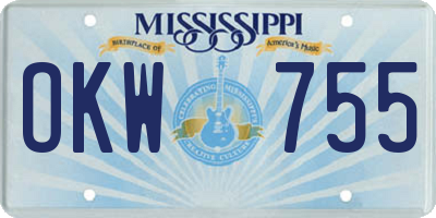 MS license plate OKW755