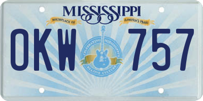 MS license plate OKW757