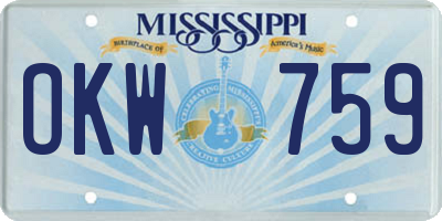 MS license plate OKW759