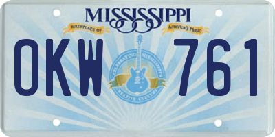 MS license plate OKW761