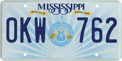 MS license plate OKW762
