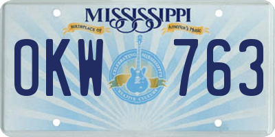 MS license plate OKW763