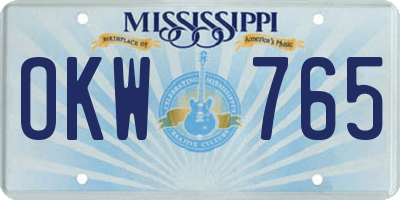MS license plate OKW765