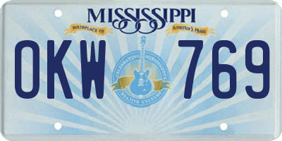 MS license plate OKW769