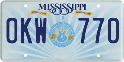 MS license plate OKW770