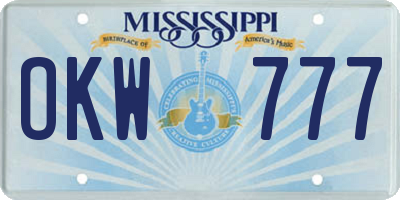 MS license plate OKW777