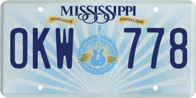 MS license plate OKW778