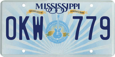 MS license plate OKW779