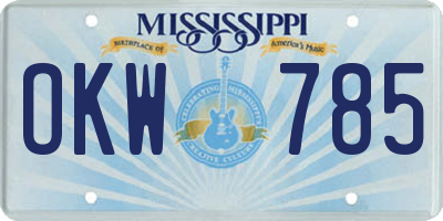 MS license plate OKW785