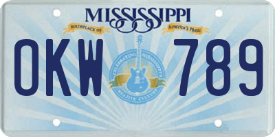 MS license plate OKW789