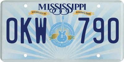 MS license plate OKW790