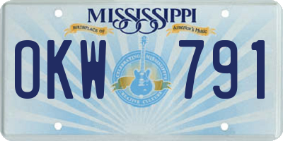 MS license plate OKW791