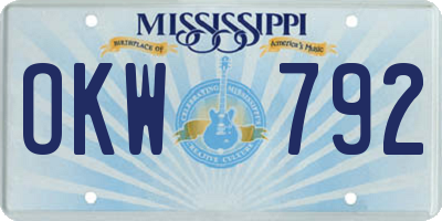 MS license plate OKW792