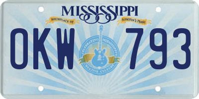 MS license plate OKW793