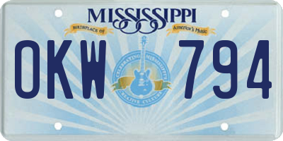 MS license plate OKW794