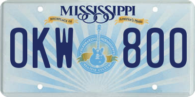 MS license plate OKW800