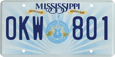 MS license plate OKW801