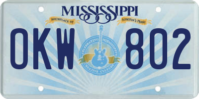 MS license plate OKW802